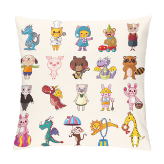 Personality  Set Of Animal Icons Pillow Covers