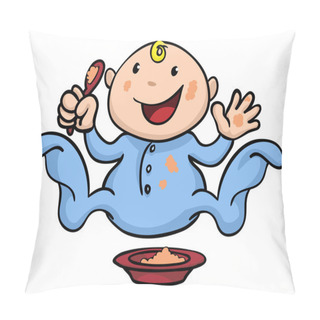 Personality  Happy Cute Weaning Baby Playing With Food Pillow Covers