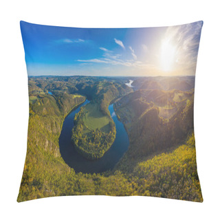 Personality  View Of Vltava River Horseshoe Shape Meander From Solenice Viewpoint, Czech Republic. Zduchovice, Solenice, Hidden Gem Among Travel Destinations, Close To Prague, Czechia Pillow Covers