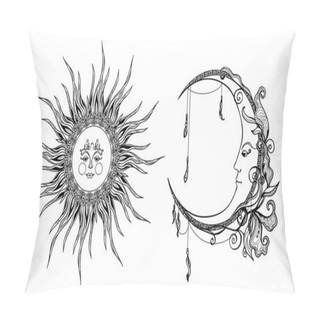 Personality  Decorative Sun And Moon Pillow Covers