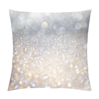 Personality  White And Silver Abstract Bokeh Lights. Defocused Background Pillow Covers