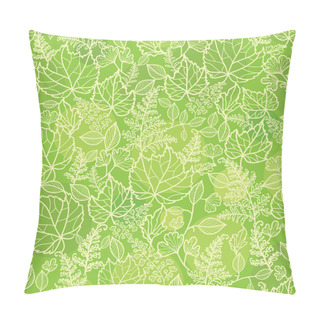 Personality  Green Leaves Lineart Texture Seamless Pattern Background Pillow Covers