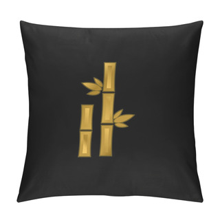 Personality  Bamboo With Leaves Gold Plated Metalic Icon Or Logo Vector Pillow Covers