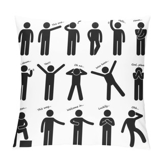 Personality  Man Person Basic Body Language Posture Stick Figure Pictogram Icon Pillow Covers