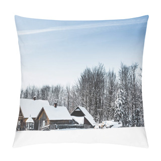 Personality  Small Wooden Village Covered With Snow In Carpathian Mountains  Pillow Covers