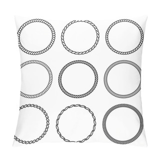 Personality  Vector Set Of Round Rope Frame. Collection Of Thick And Thin Circles Isolated On The White Background Consisting Of Braided Cord And String. For Decoration And Design In Marine Style. Pillow Covers
