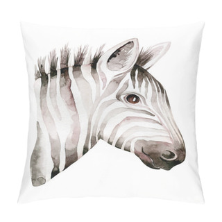Personality  Africa Watercolor Savanna Zebra Animal. African Safari Cute Animals Portrait Character.Perfect For Wallpaper Print, Packaging ,invitations, Wedding Design Pillow Covers