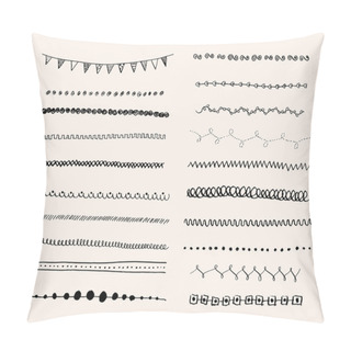 Personality  Ink Hand-drawn Vector Line Border Set. Pillow Covers