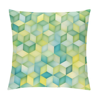 Personality  Vector Seamless Multicolor Gradient Cube Shape Rhombus Grid Geometric Pattern Pillow Covers