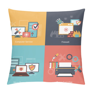 Personality  Computer Repair Flat Icons Composition Pillow Covers