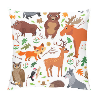Personality  Wild Europe Animals Seamless Pattern In Flat Style Pillow Covers