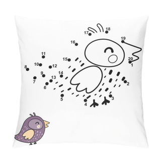 Personality  Connect The Dots, Draw And Color A Funny Bird Pillow Covers