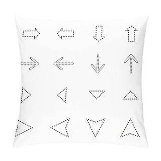 Personality  Black Dotted Line Arrows In Different Directions Isolated On White Pillow Covers