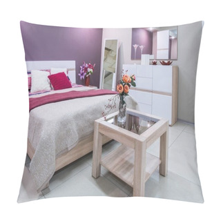 Personality  Cozy Modern Bedroom Interior In Purple Tones Pillow Covers