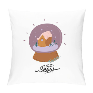 Personality  Cozy Holiday Season. Magic Snow Ball With Winter House, Snowflake, Snow,  And Trees. Pillow Covers