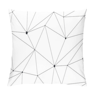 Personality  Technology Communication Seamless Vector Pattern With Connected Thin Lines, Black And White Monochrome Endless Wallpaper Background Science Theme. Pillow Covers