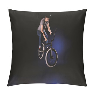 Personality  Bmx Cyclist Performing Stunt Pillow Covers