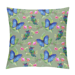 Personality  Meadow With Flowers And Birds And Butterflies Pillow Covers