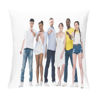 Personality  Multiethnic People Pointing At Camera Pillow Covers