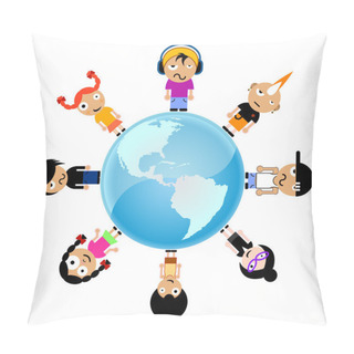 Personality  Cartoon Kids Around The World Pillow Covers
