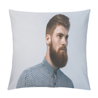 Personality  Portrait Of Brutal Bearded Man Pillow Covers