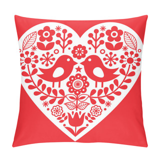 Personality  Valentine's Day Folk Pattern With Birds And Flowers - Finnish Inspired Pillow Covers