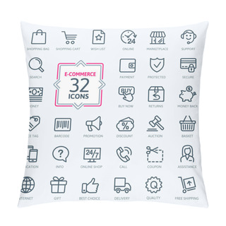 Personality  E-commerce, Online Shopping. Outline Web Icons Set. Pillow Covers