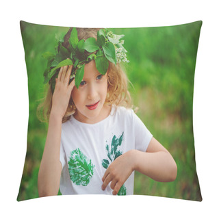 Personality  Child Girl In Handmade Forest Wreath Pillow Covers