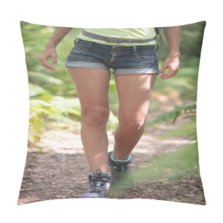 Personality  Woman Wearing Hot Pants And Walking In The Countryside Pillow Covers