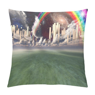 Personality  Heavenly City. Rainbow In The Sky. 3D Rendering Pillow Covers