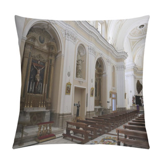 Personality  Benevento, Campania, Italy  February 15, 2024: Interior Of The Church Of San Domenico Founded In The 13th Century And Rebuilt At The End Of The 17th Century Pillow Covers