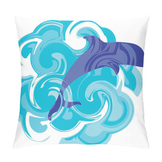 Personality  Wavy Sea Under The Sun With Jumping Dolphin Pillow Covers