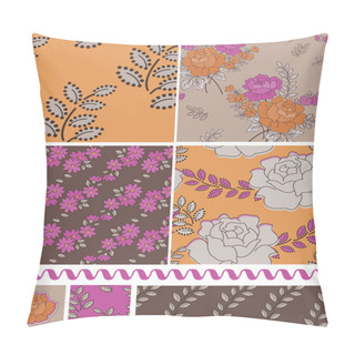 Personality  Retro Style Vector Rose Floral Patterns And Elements. Pillow Covers