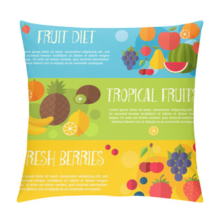 Personality  Fruits Banners Vector Illustration.  Pillow Covers