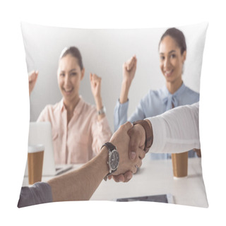 Personality  Business Colleagues Shaking Hands Pillow Covers