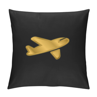Personality  Air Transport Gold Plated Metalic Icon Or Logo Vector Pillow Covers