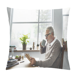 Personality  Senior Man Reading Book Pillow Covers