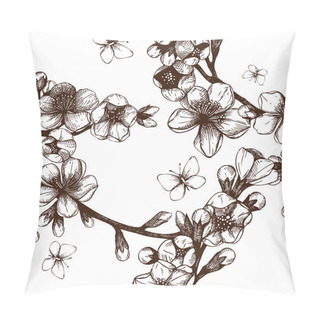 Personality  Seamless Pattern With Blooming Tree Twigs Pillow Covers