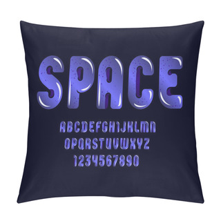 Personality  Violet Slime Font, Cute Alphabet In The Cartoon Style, Green Rounded Letters And Numbers Pillow Covers