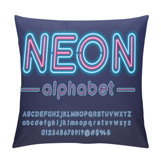 Personality  Glowing Neon Light Alphabet Design With Uppercase, Lowercase, Numbers And Symbol Pillow Covers