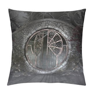Personality  Ancient Gate In A Dark Foggy Scenery Pillow Covers