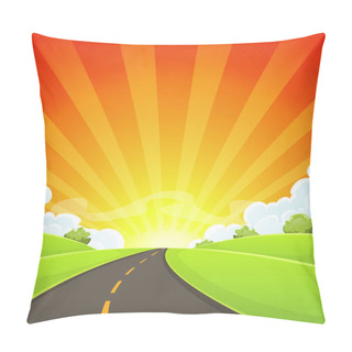 Personality  Summer Road With Shining Sun Pillow Covers