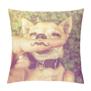 Personality  Cute Chihuahua With Mustache Finger Pillow Covers