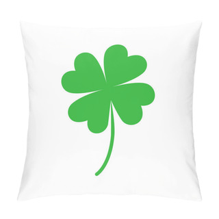 Personality  Vector Image Of A Four-leaf Clover Icon For Good Luck. Green Leaf. Single Element Pillow Covers