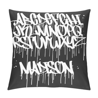 Personality  Marker Graffiti Font, Handwritten Typography Vector Illustration. Pillow Covers