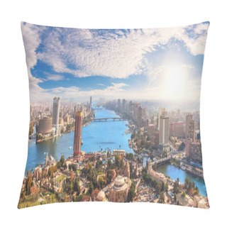 Personality  Skyline Over The Nile In Cairo, Aerial View, Egypt Pillow Covers