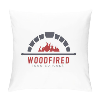 Personality  Creative Firewood Oven And Wood Fired Concept Logo Design Template Pillow Covers