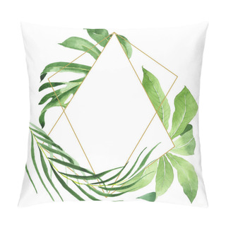 Personality  Exotic Tropical Hawaiian Green Palm Leaves Isolated On White. Watercolor Background Set. Frame With Copy Space. Pillow Covers