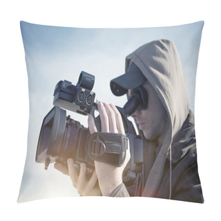 Personality  Digital Cinematographer At Work Pillow Covers