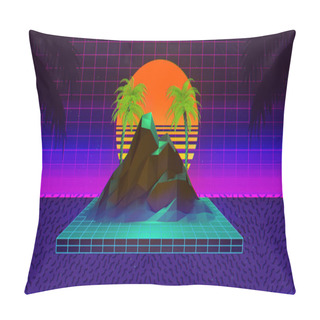 Personality  80s Synthwave And Retrowave Background Pillow Covers